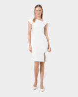 New Kenzie Asymmetric Dress in ivory — full-length view
