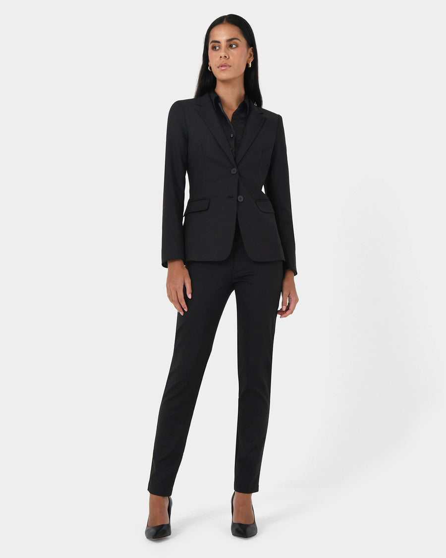 Lauren Single Breasted Jacket in black — full-length view