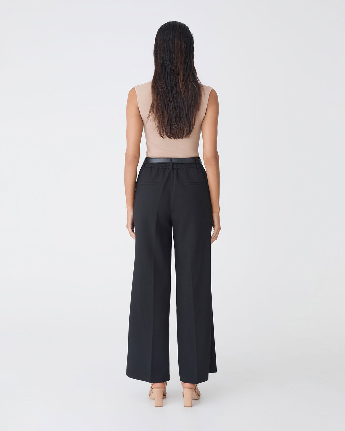 Nikki Tailored Elastic Pants in black — back view