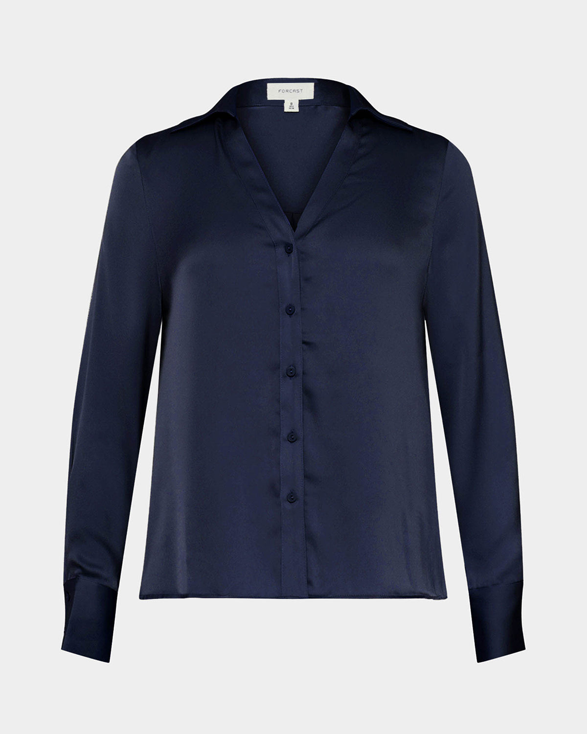 Lila V-Neck Satin Blouse in midnight — product-only view