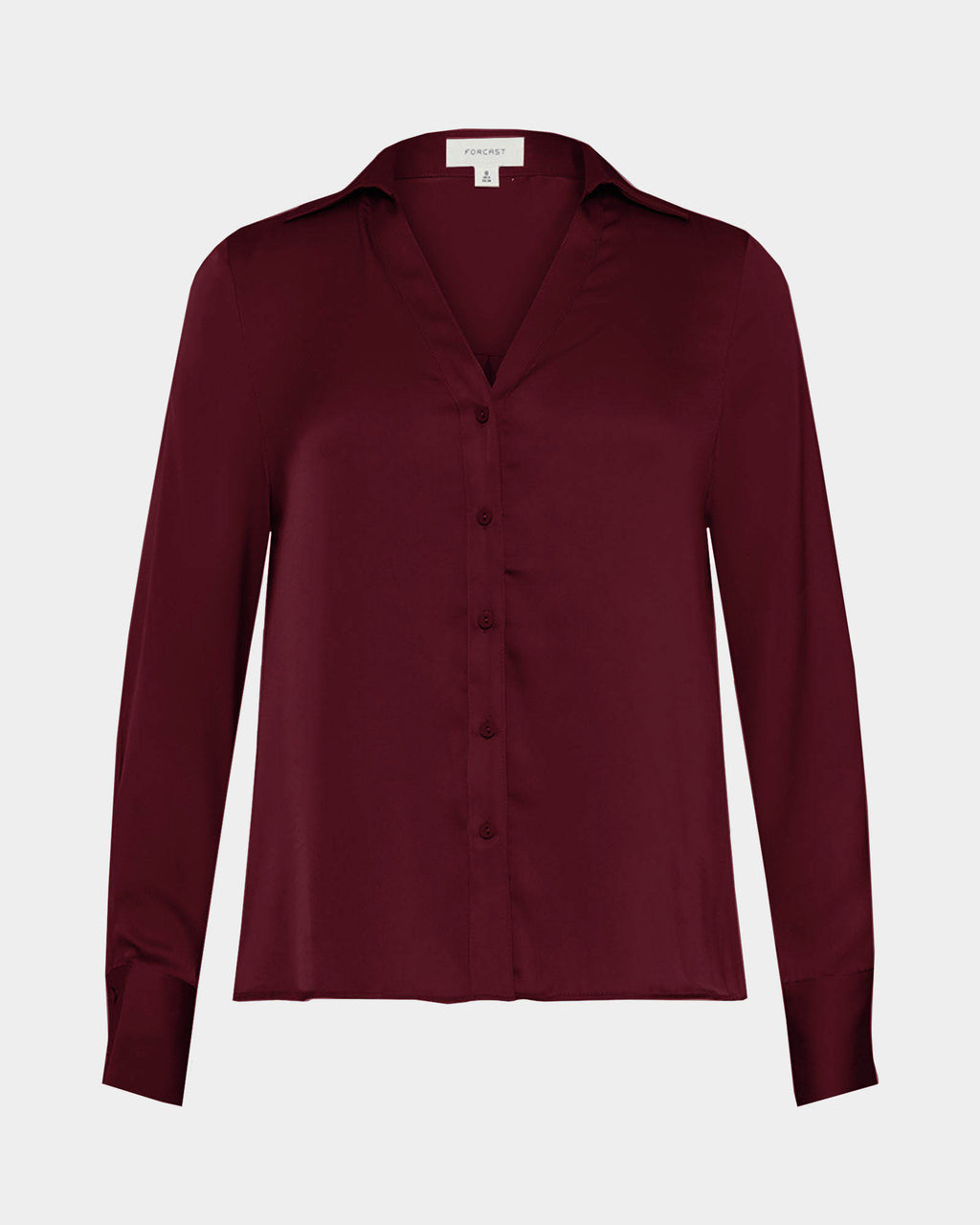Lila V-Neck Satin Blouse in wine — product-only view