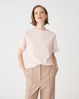 Jemma Relaxed Knit Top in blush pink — close-up view