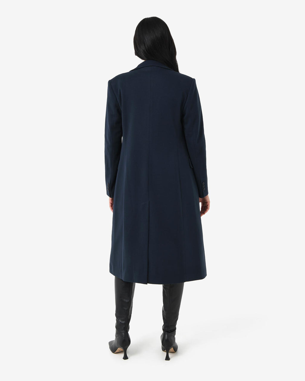 Cassandra Tailored Coat in navy — back view