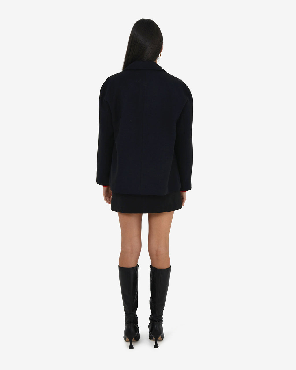 Tamara Cropped Peacoat in black — back view