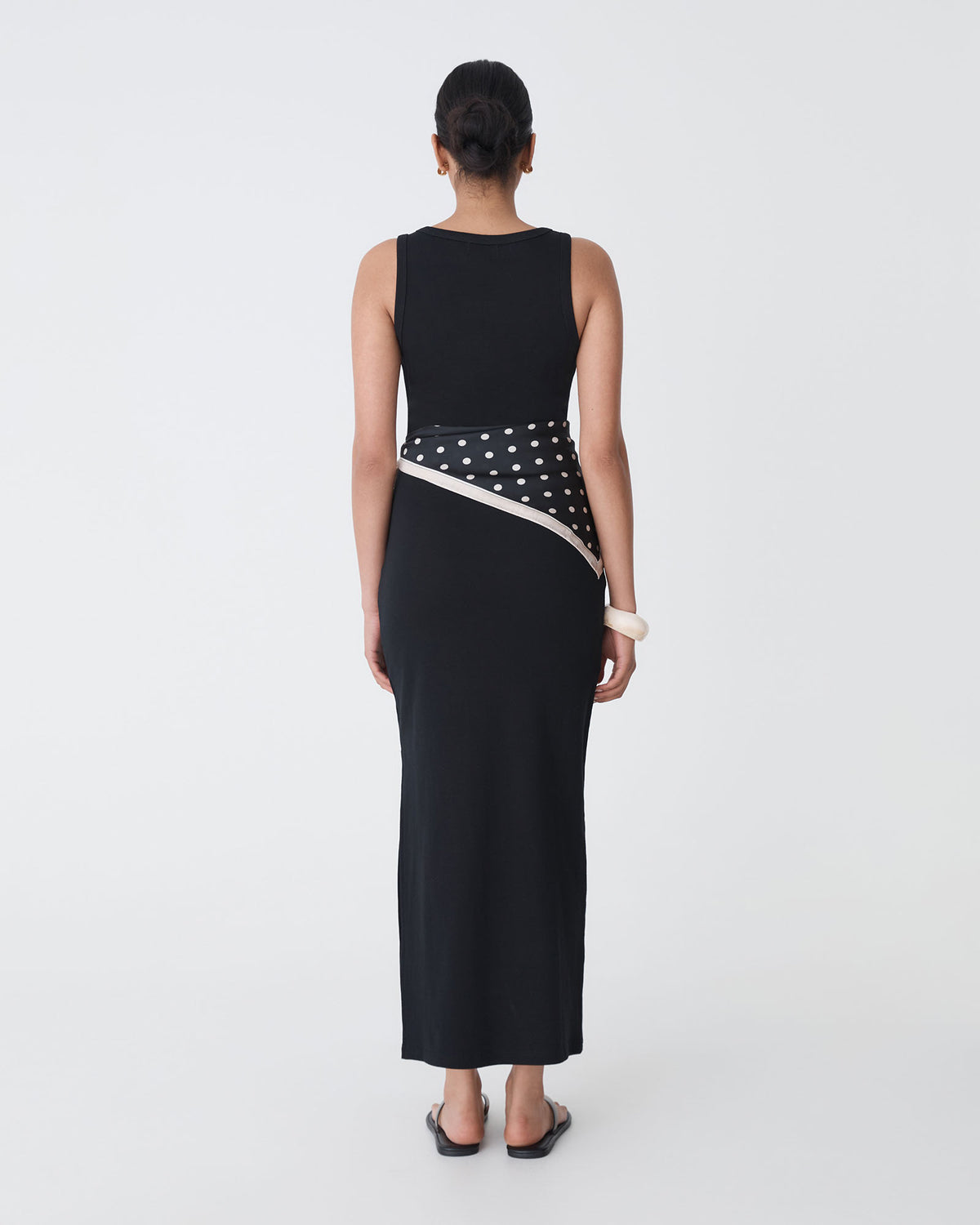 Devin Cotton Knit Dress in black — back view