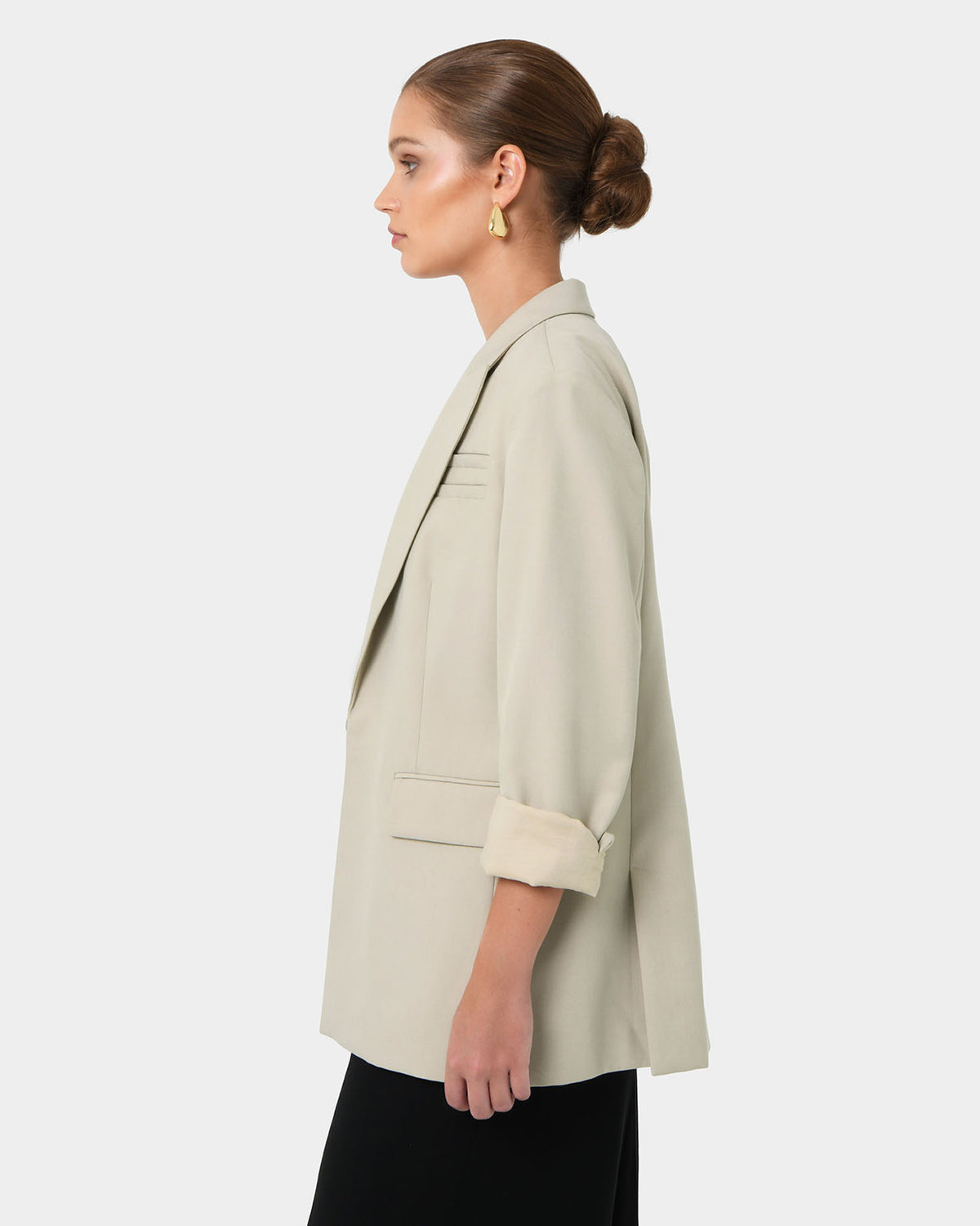 Sonique Tailored Blazer in sand — side view