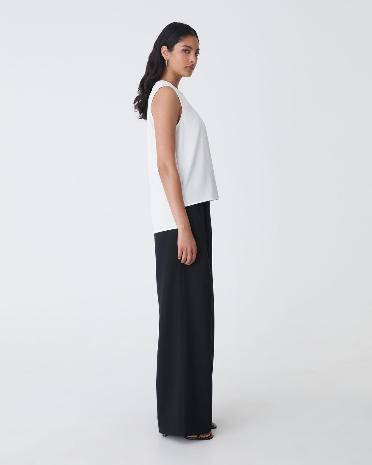 Amour Round Neck Top in ivory — side view