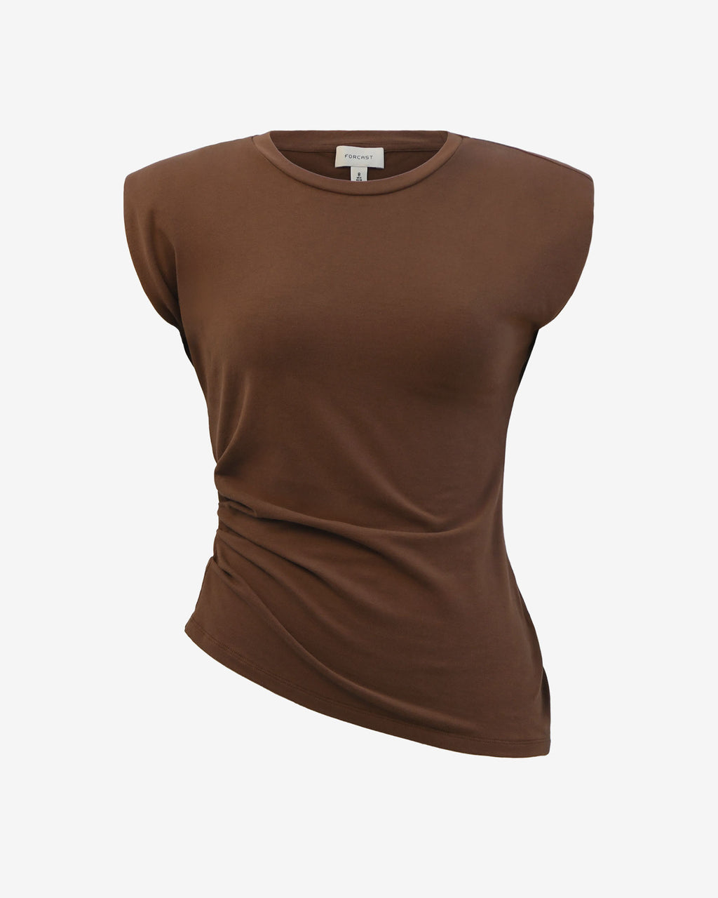 Sarah Padded Ruched Jersey Top in chocolate — product-only view