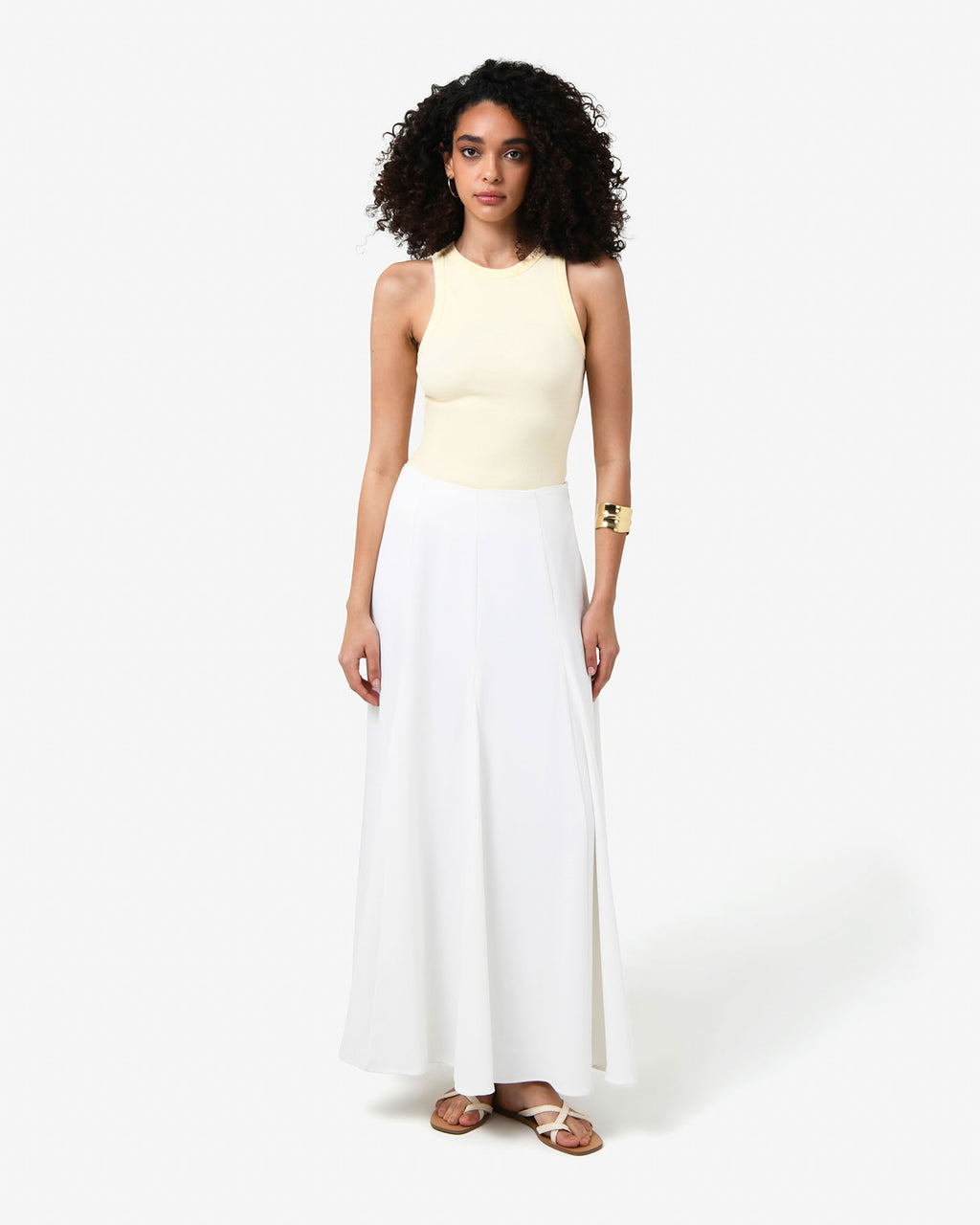 Devon Cotton Singlet in butter — full-length view