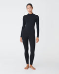 Nina Bamboo Long Sleeve Top in black — full-length view