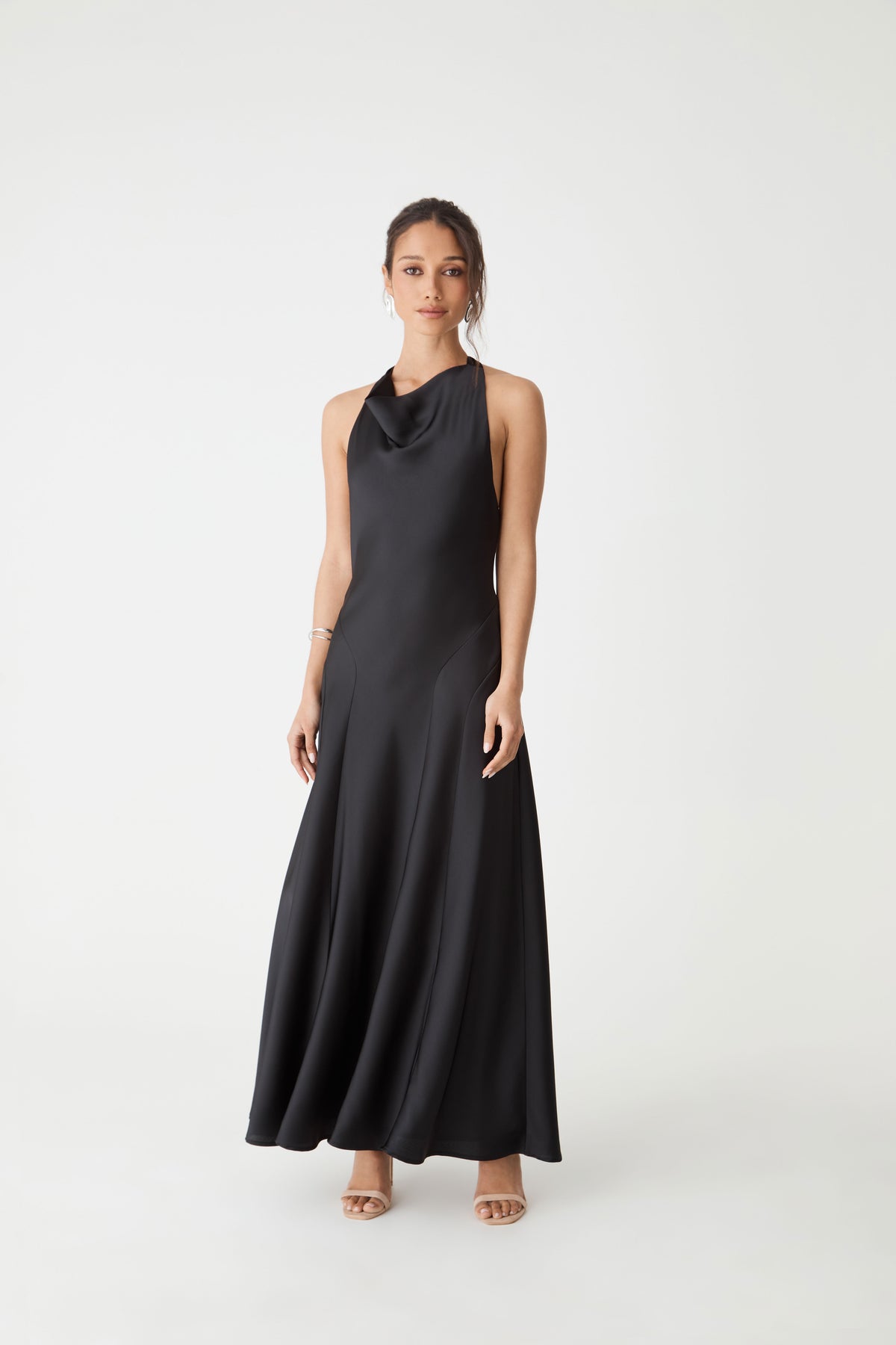 Santana Halter Satin Dress — view 2