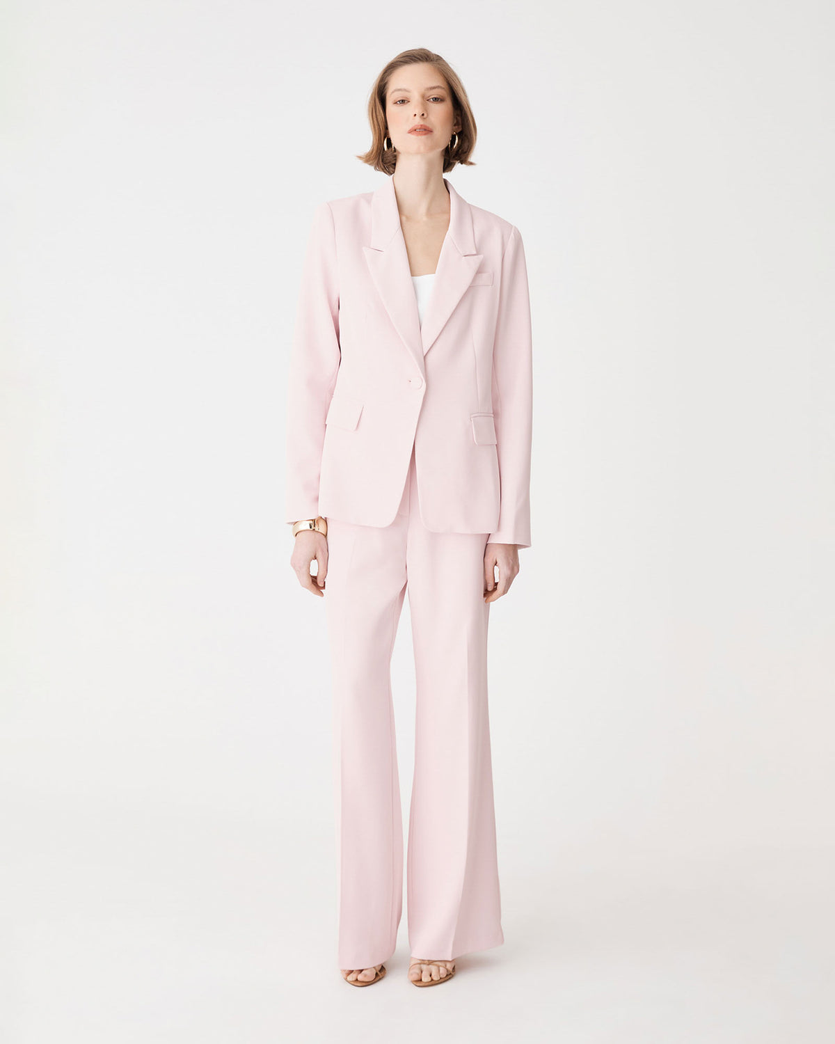Chelsea Single Breasted Blazer in petal pink — full-length view 2