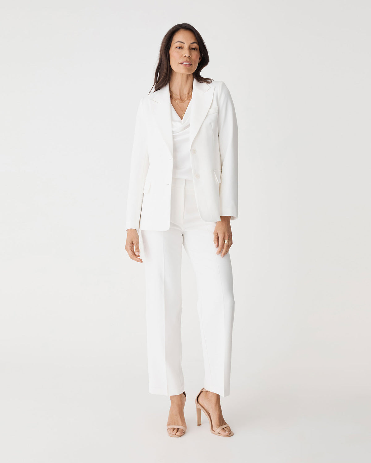 Jennifer Tailored Blazer in ivory — close-up view