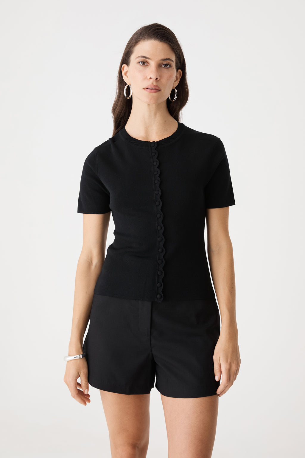 Mel Short Sleeve Scallop Knit