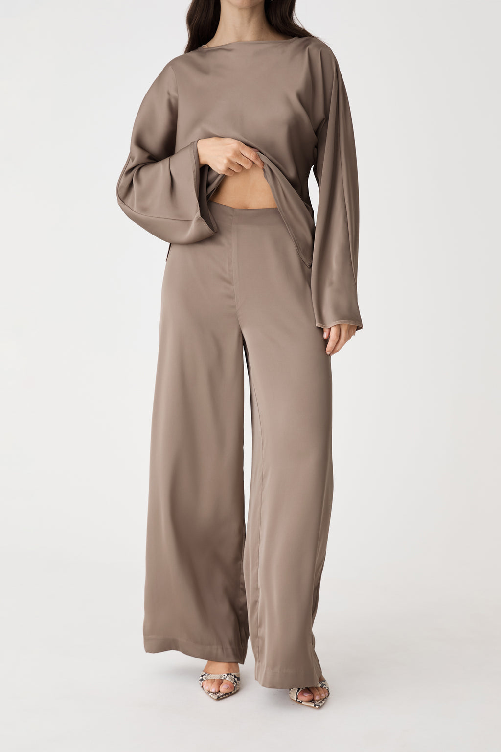 Asma Satin Wide Leg Pants
