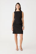 Melanie 2 Tailored Skirt in black, front view worn with matching sleeveless top