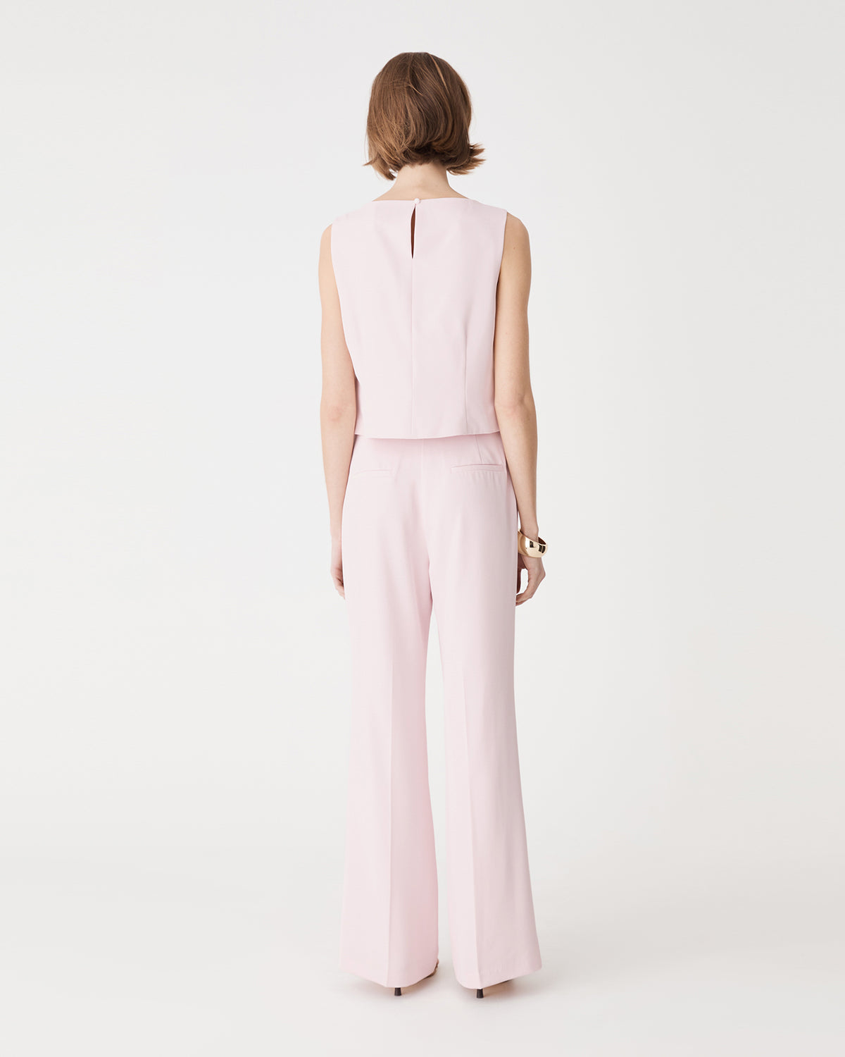 Chelsea Sleeveless Top in petal pink — back view