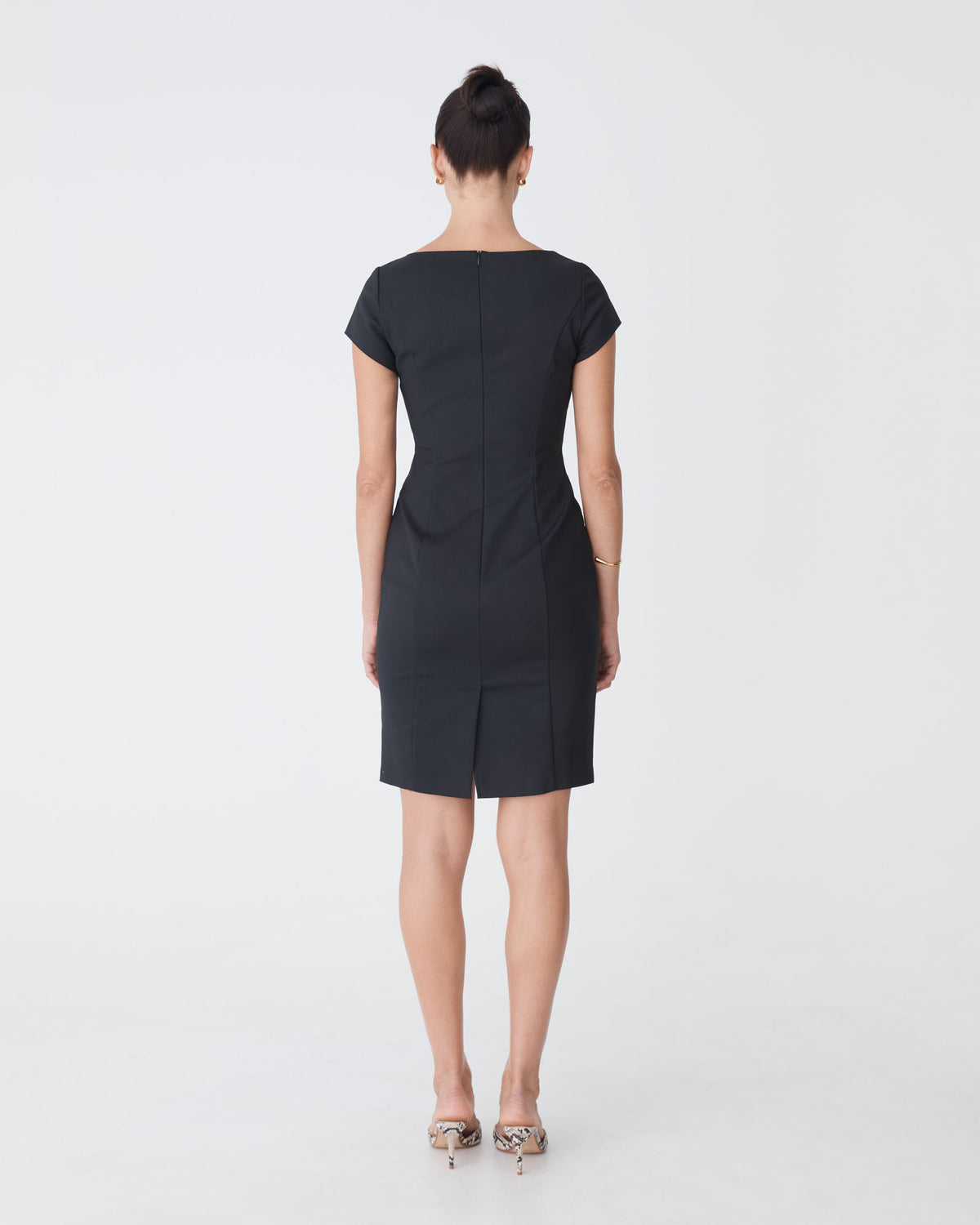 Safira Fitted Dress in black — back view