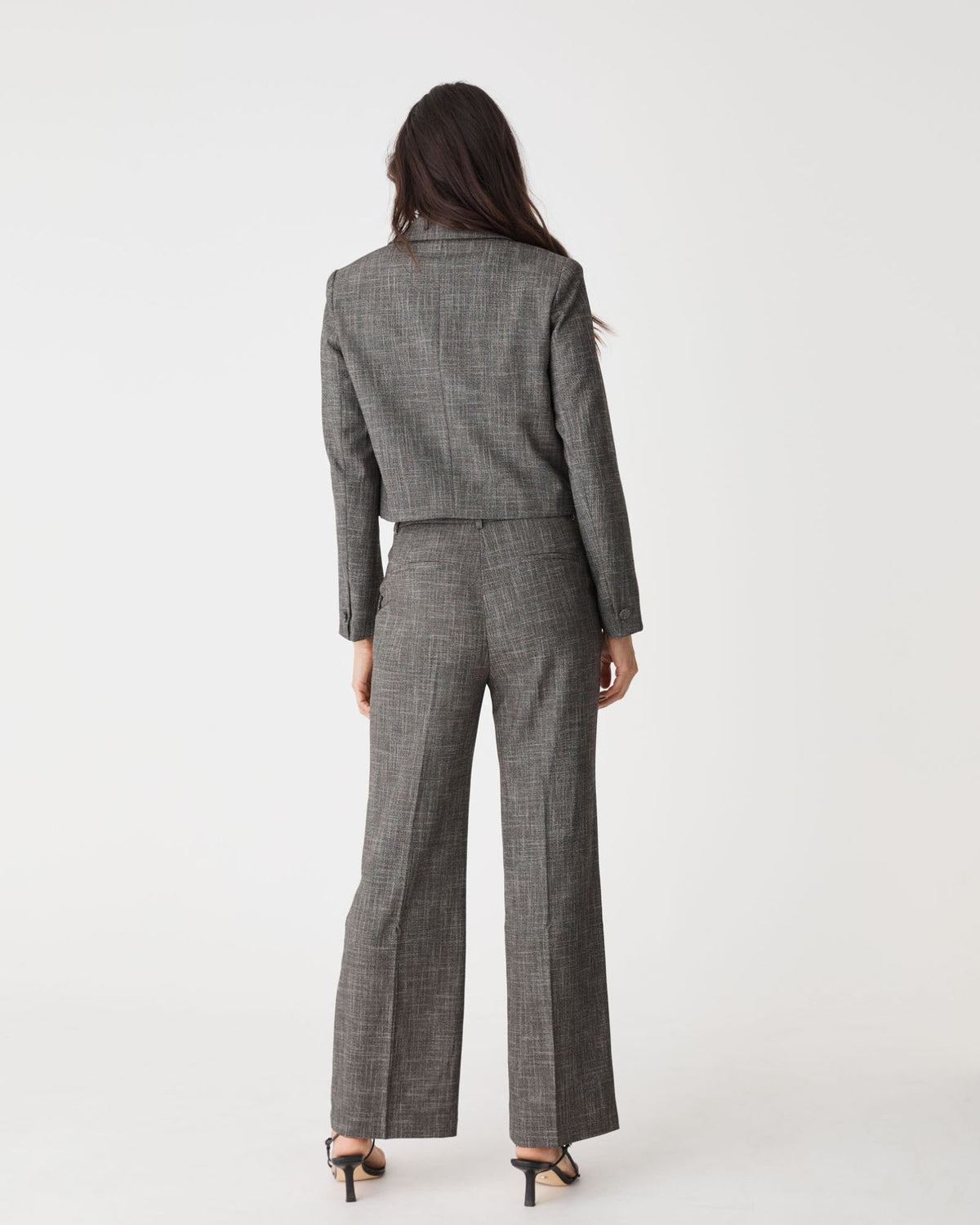 Harper Cropped Jacket in black melange — back view