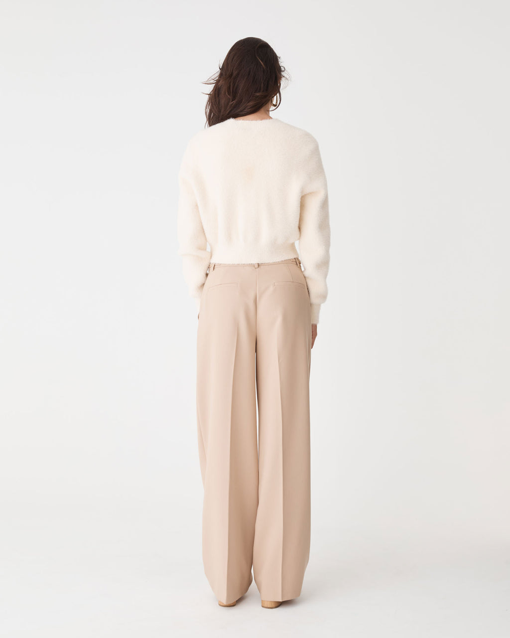 Vanessa Fluffy Cardigan in eggnog — back view