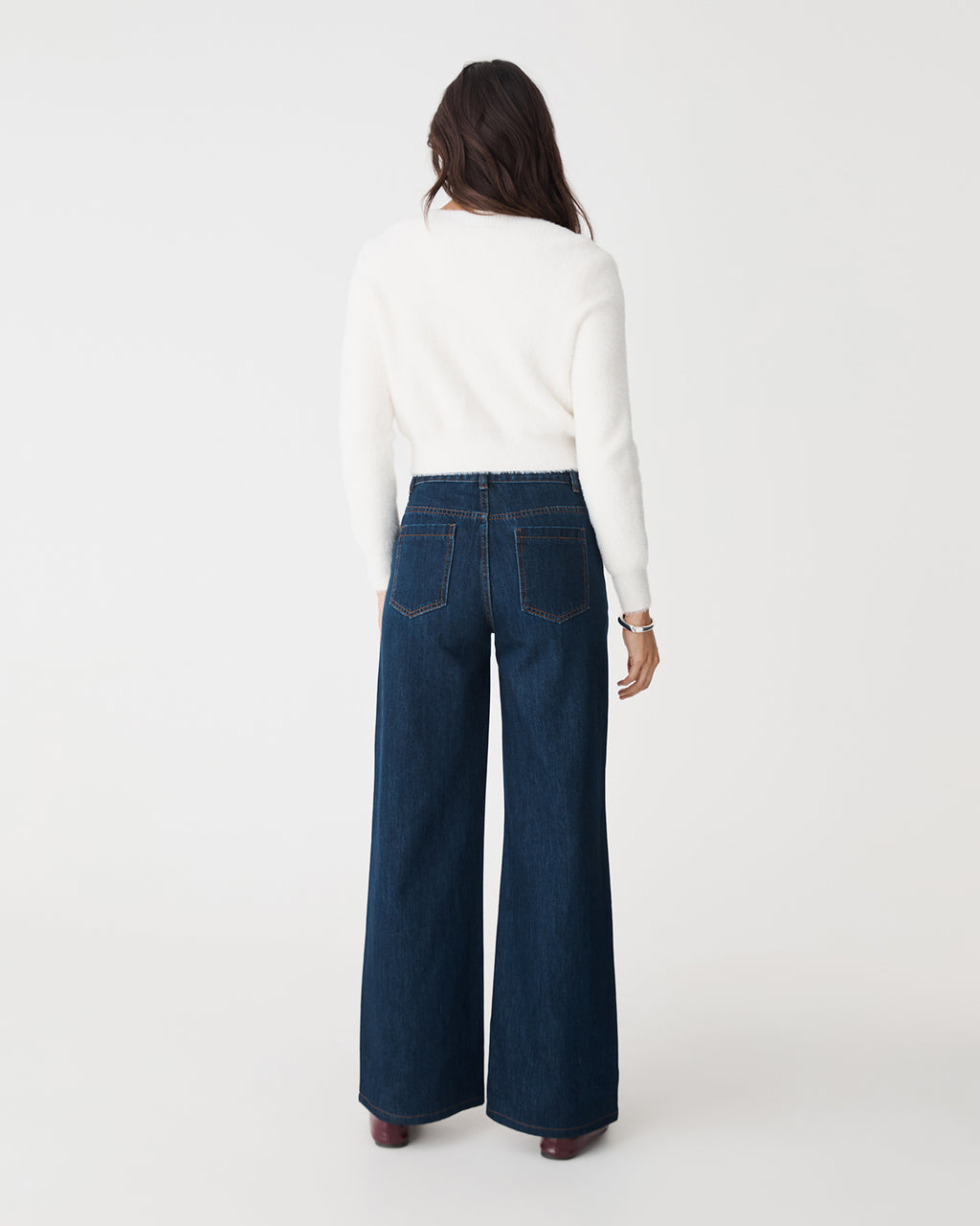 Vanessa Fluffy Cardigan in ivory — back view