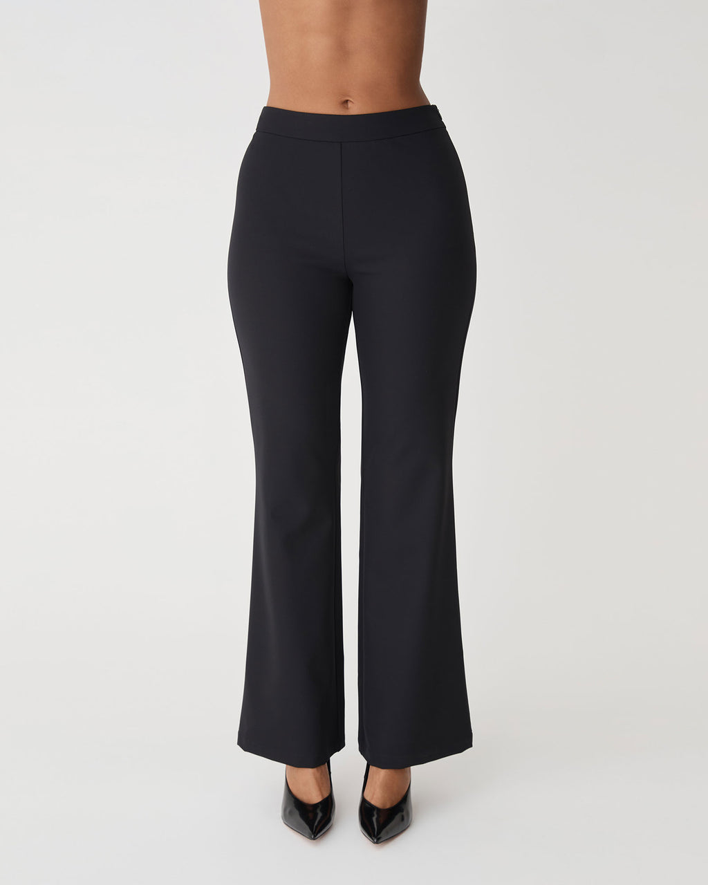 Thea Bootleg Pants in black — close-up view