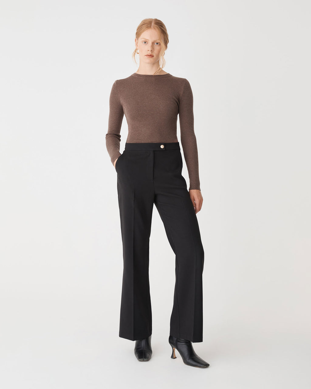 Sadie Bootleg Pants in black — full-length view 2