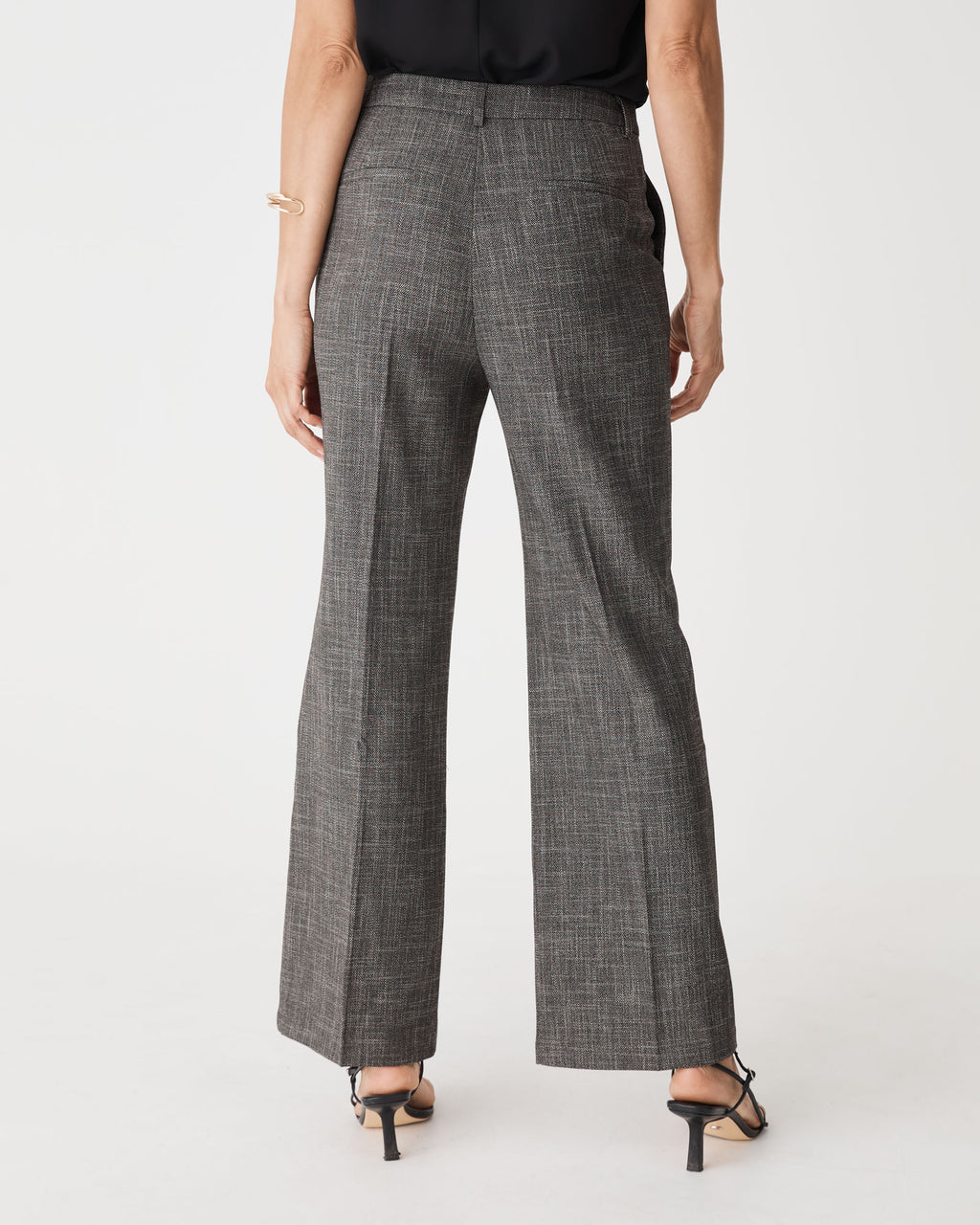 Harper Straight Leg Pants in black melange — back view