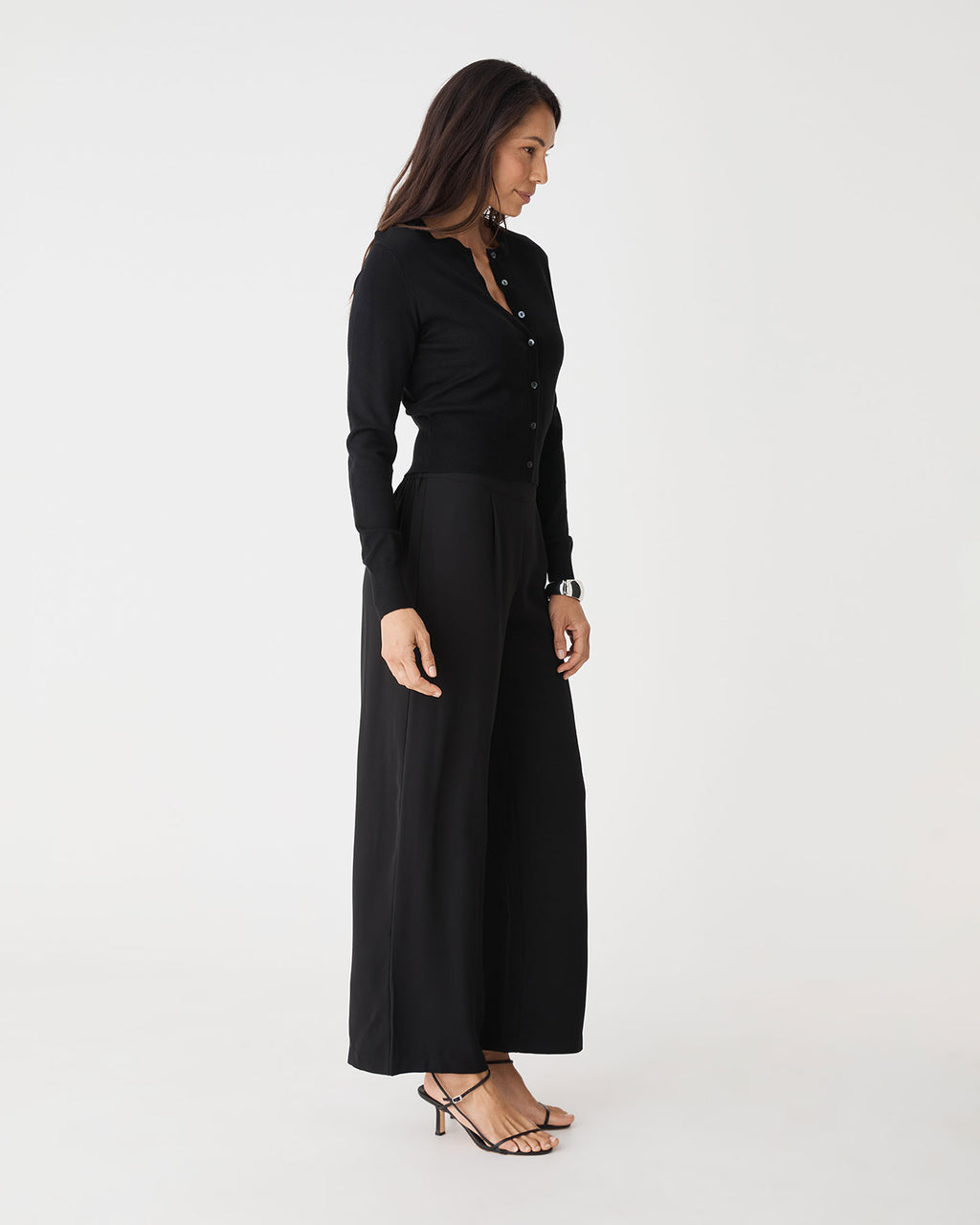 Maggie Elastic Waist Pants in black — side view