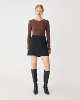 Bridget Mini Skirt in navy — full-length view