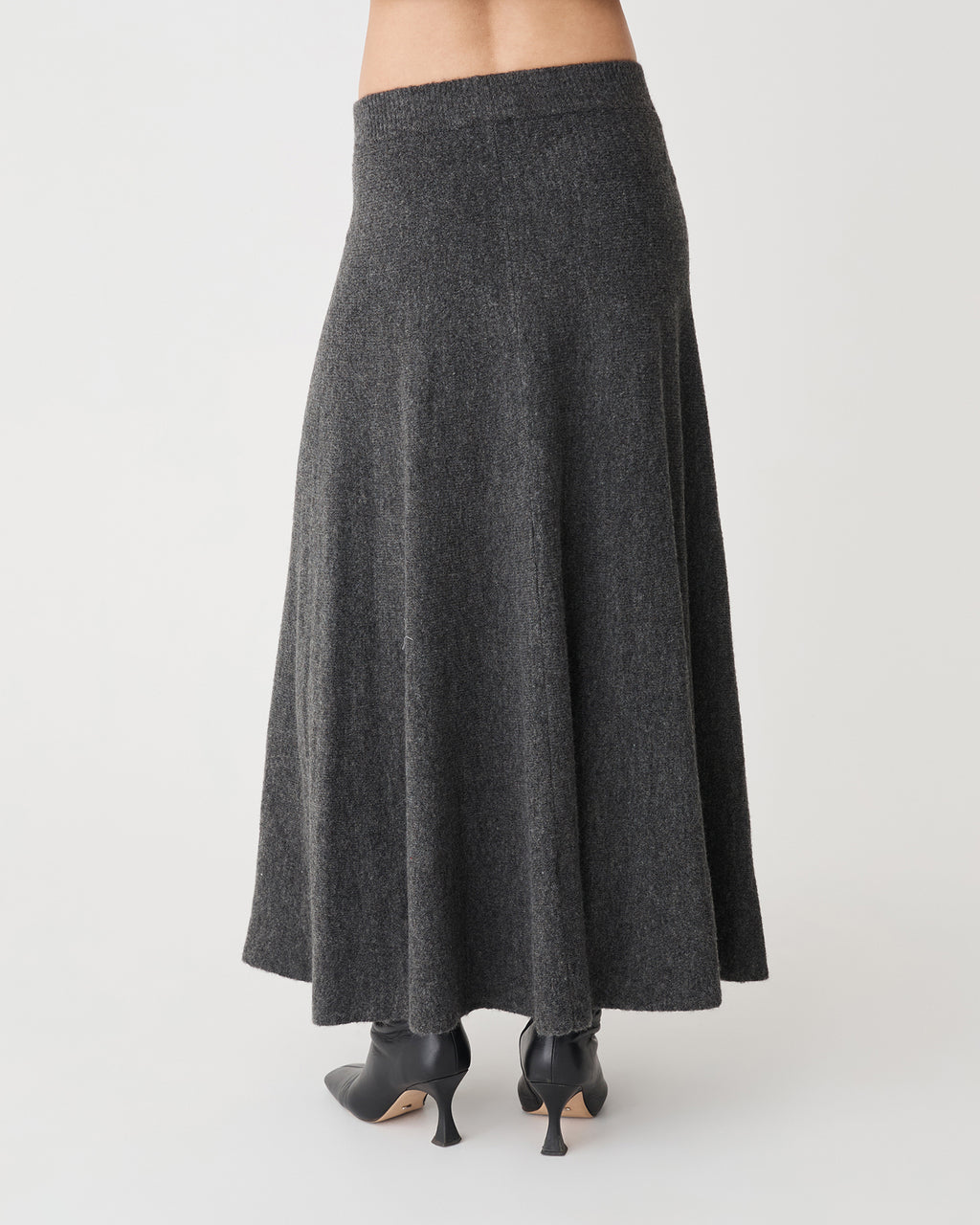 Gina A-Line Knit Skirt in charcoal — back view