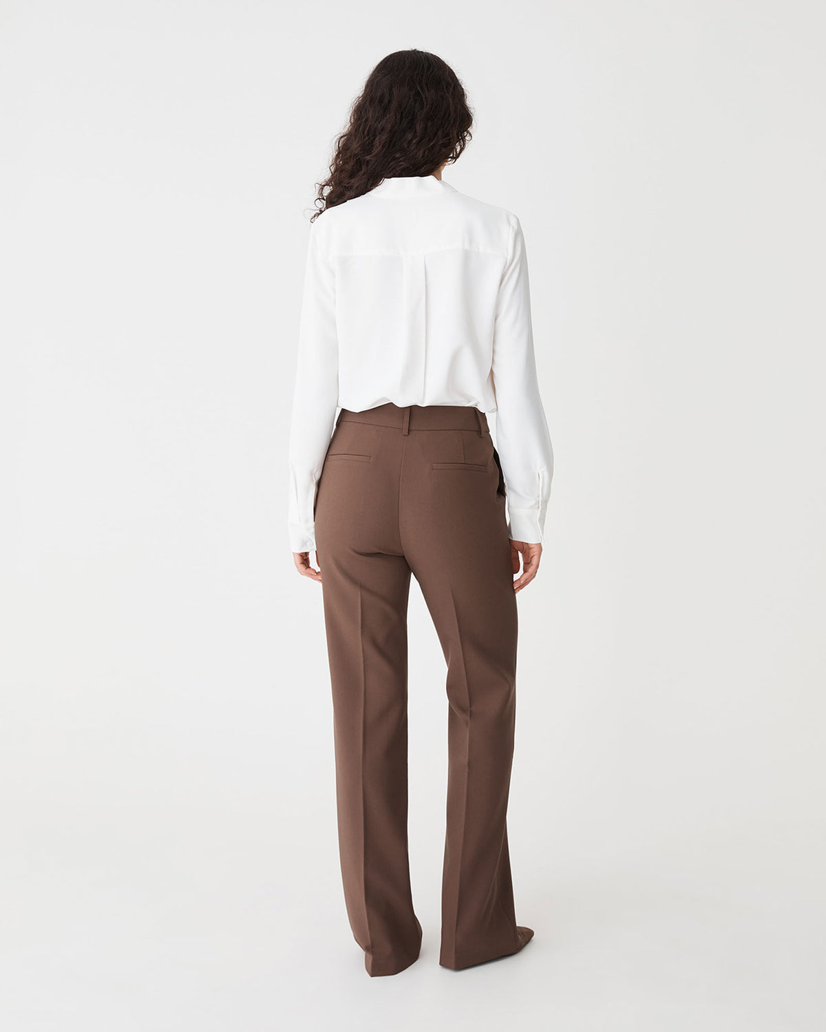 Claudia Pleat Neck Blouse in ivory — back view