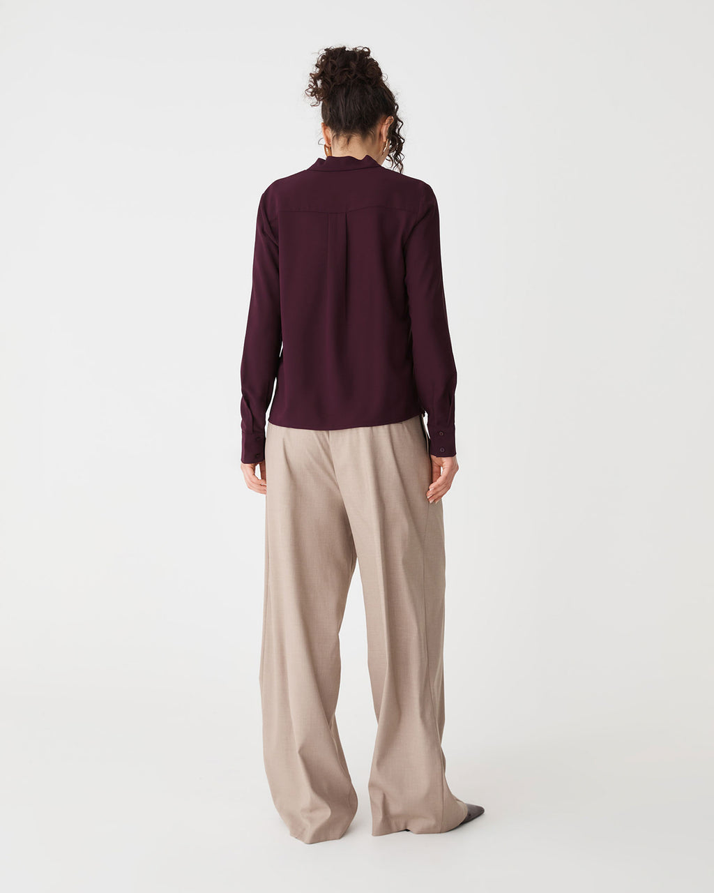 Claudia Pleat Neck Blouse in shiraz — back view