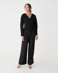 Tate V-Neck Dolman Sleeve Top in black — full-length view